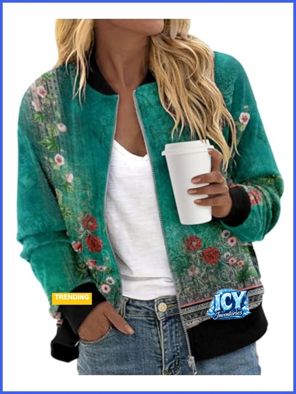 Women's Bomber Jacket Zip Up Cotton Polyester Spandex Casual